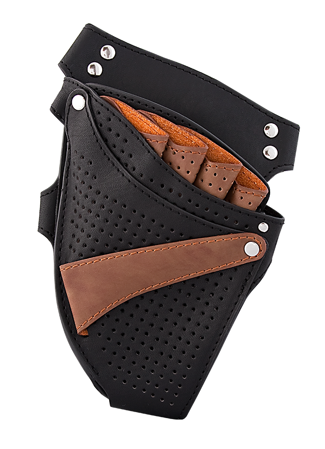 BLACK/BROWN LEATHER SCISSOR HOLSTER - First Lady Shears